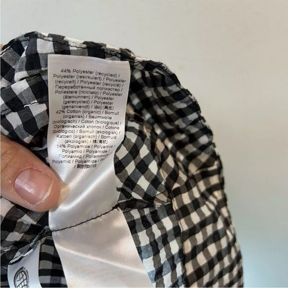 Ganni Seersucker Peplum Top 40 Us 8-10 Black White Plaid Tank Blouse Gingham - Picture 8 of 15